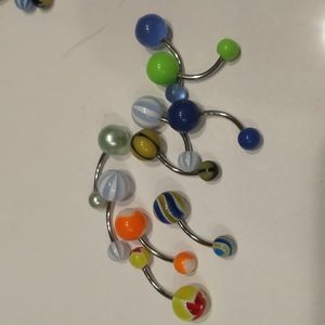 10 packs of assorted acrylic ball 14 gauge stainless steel belly bars